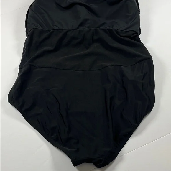 Always for Me Chic Solids Black Halter Swimsuit Sz 16W - Picture 5 of 11